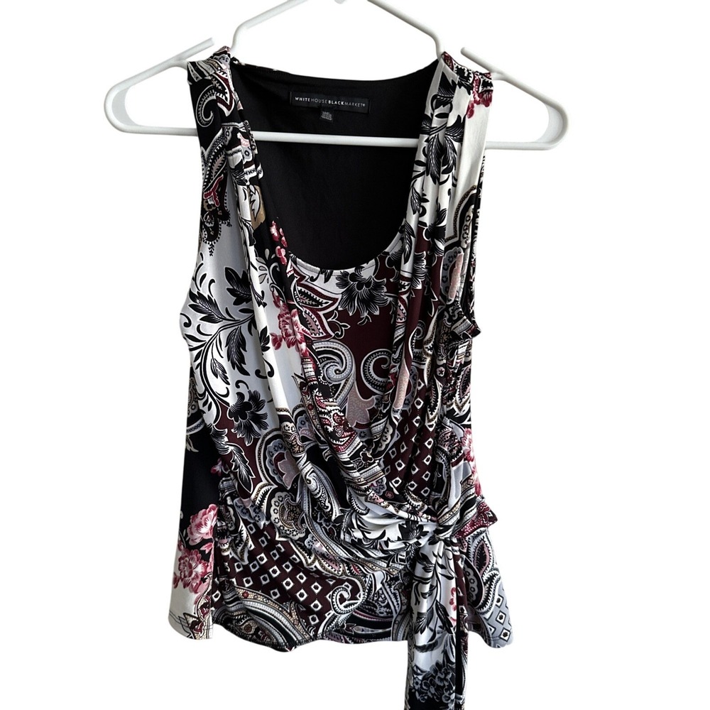 White House Black Market Womens Faux Wrap Paisley Top SP Boho Hippie‎ Artsy